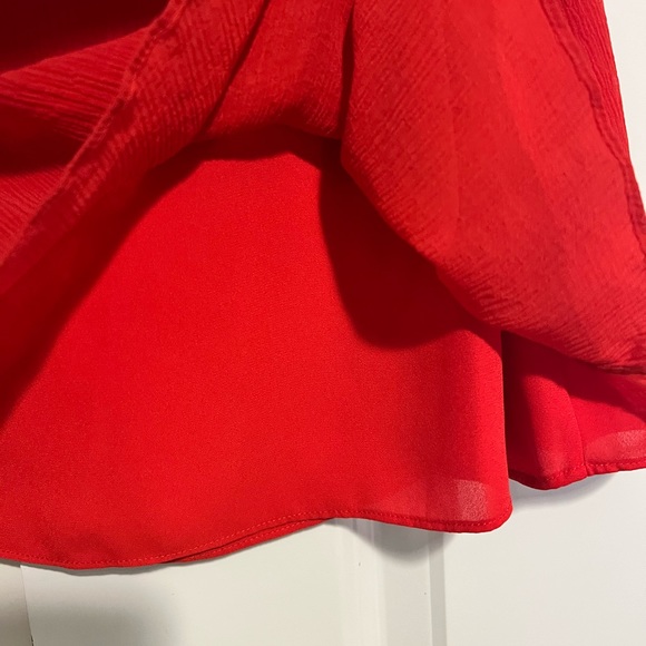 Alexis Red Ruffle Silk Top - Picture 3 of 5